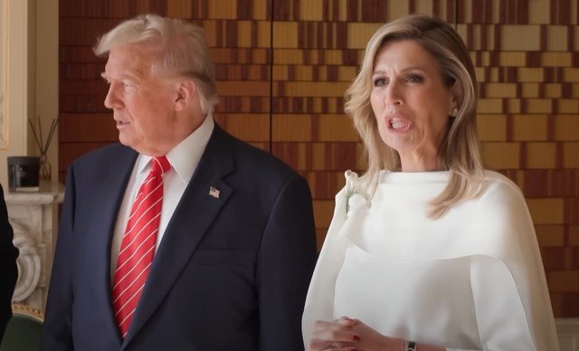 Rainha dos Países Baixos faz gesto semelhante ao de Trump em encontro